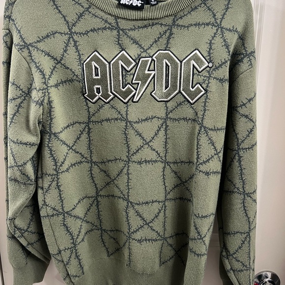 AC/DC Olive Green Graphic Sweater - Picture 1 of 5